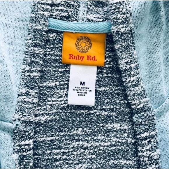 Ruby Rd Hoodie Open Cardigan Blue/Gray Pockets NWOT Med - Picture 7 of 7